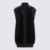 Pinko Genovese Black Sleeveless Vest With High Neck And Ribbed Details In Ecofur Woman In Black