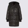 Pinko Technical Canvas Down Jacket With Logo Print In Black