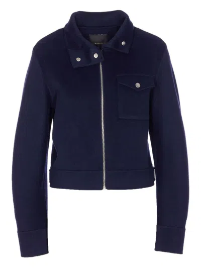 Pinko Blue Grissino Jacket Frontal Zip Closure