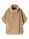Pinko High Neck Beige Coat With Concealed Fastening And Welt Pockets In Brown