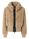 Pinko Faux-fur Ribbed-hem Jacket In Brown