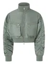 Pinko Short Technical Satin Bomber Jacket In Gray