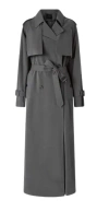Pinko Classic Faded Cotton Trench Coat In Gray