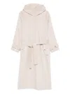 Pinko Hooded Belted Coat In Neutral