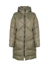Pinko Insulated Technical Canvas Short Puffer Jacket With Hood In Green