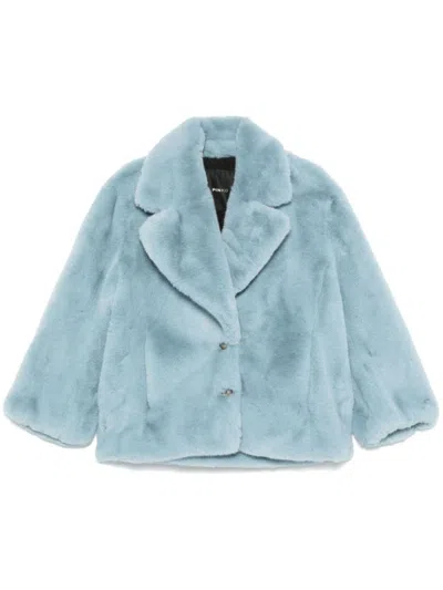 Pinko Light Blue Alighieri Fur Coat With Buttons