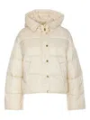 Pinko Quilted Hooded Jacket Front Pockets In Neutral