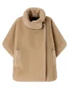 Pinko High Neck Beige Coat With Concealed Fastening And Welt Pockets In Brown