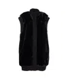 Pinko Genovese Black Sleeveless Vest With High Neck And Ribbed Details In Ecofur Woman In Black