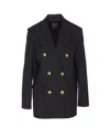 Pinko Double Breasted Jacket Gold Tone Buttons In Black