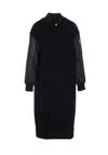 Pinko Long Padded Coat Ribbed Collar In Black
