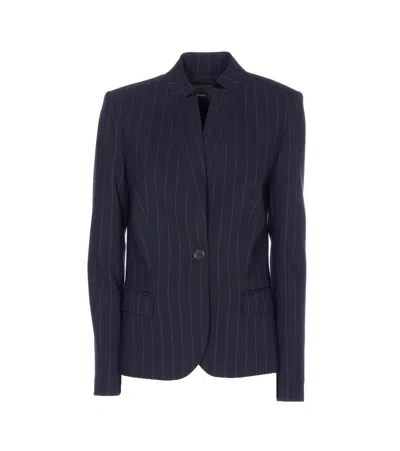Pinko Striped V-neck Jacket Flap Pockets In Multi