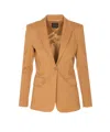 Pinko Structured Blazer With Long Sleeves And Back Vent In Brown