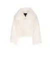 Pinko Fur-effect Pea Coat In White