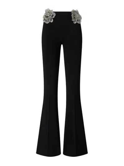 Pinko Cocomero Pants In Black With Roses