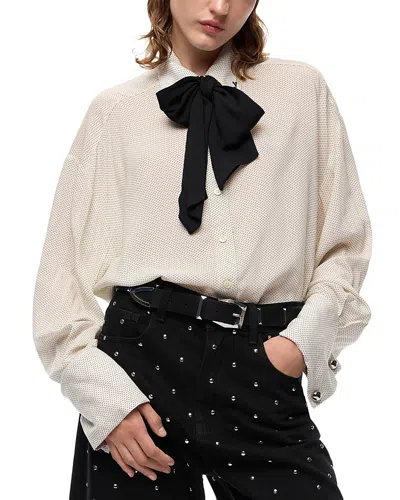 Pinko Colchico Scarf Neck Long Sleeve Blouse In Neutral