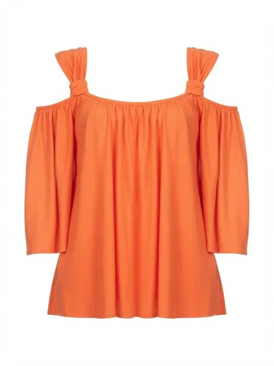 Pinko Cold-shoulder Viscose Blouse In Pattern