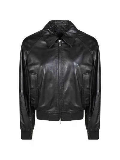 Pinko Collared Bomber Jacket In Black