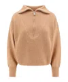 Pinko Ribbed Wool And Cashmere Sweater In Nude