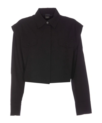 Pinko Collared Long-sleeved Shirt In Black