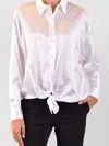Pinko Collared Neck Cuffed Long Sleeves Tie Front Detail In Brown