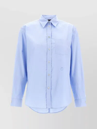 Pinko Collared Shirt With Chest Pocket In Gold