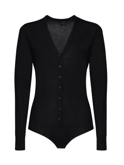 Pinko Collarino Body In Light Wool In Black