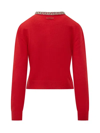 Pinko Colonia Cardigan In Rosso Ibisco