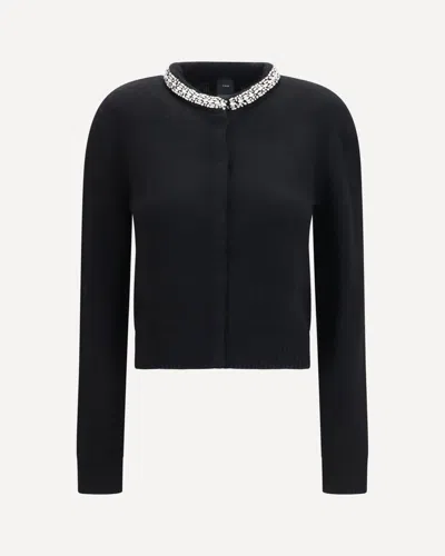 Pinko Colonia Cardigan With Jewel Collar In Black