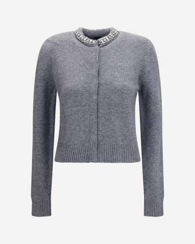 Pinko Heathered Grey Colonia Wool-blend Cardigan In Gray
