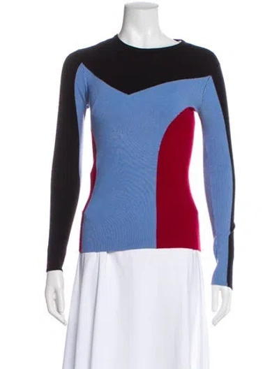 Pre-owned Pinko Colorblock Pattern Crew Neck Sweater In Blue