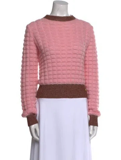 Pre-owned Pinko Colorblock Pattern Crew Neck Sweater In Pink