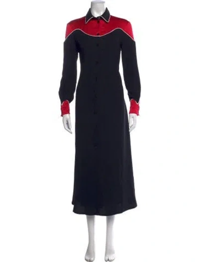 Pre-owned Pinko Colorblock Pattern Long Dress In Black/red