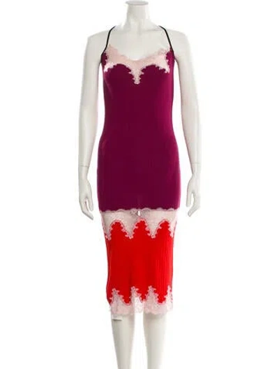 Pre-owned Pinko Colorblock Pattern Midi Length Dress In Multi