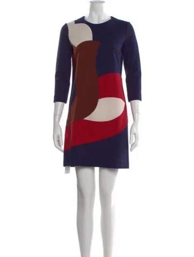 Pre-owned Pinko Colorblock Pattern Mini Dress In Blue