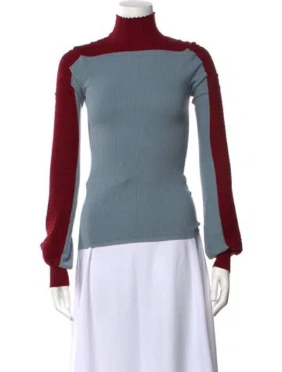 Pre-owned Pinko Colorblock Pattern Turtleneck Sweater In Blue