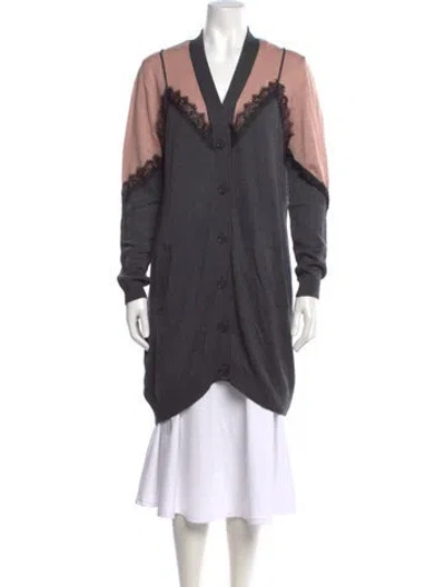 Pre-owned Pinko Colorblock Pattern V-neck Sweater In Pink