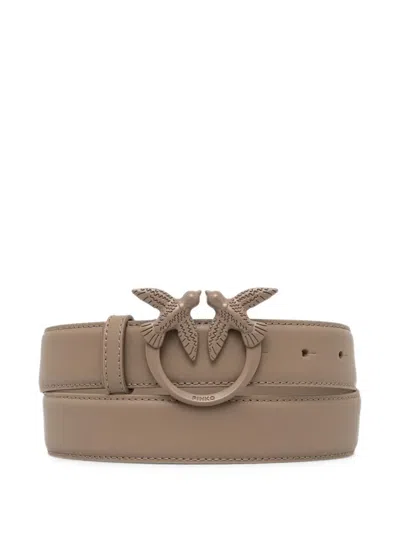 Pinko Colored-buckle Leather Belt In Brown