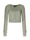 Pinko Colorpoint Sweater With Wide Round Neckline In Sage