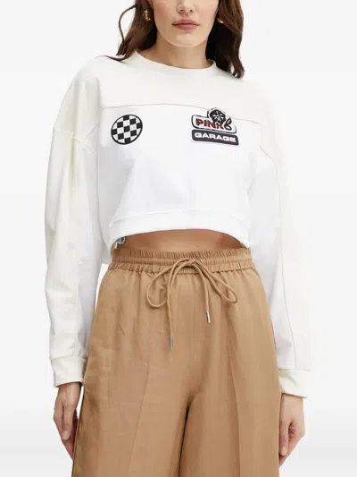 Pinko Colour-block Patch Sweatshirt In White