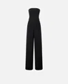 Pinko Elegant Bustier Jumpsuit With Wide-leg Trousers In Limo Black