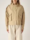 Pinko Beige Jacket With High Collar And Flap Pockets On The Front In Brown