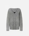 Pinko Comfort Wool Sweater With Embroidery On The Neckline In Gray