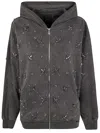 Pinko Sweat-shirt À Capuche Avec Broderie Bijou In Grey
