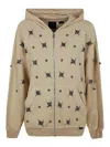 Pinko Hoodie With Jewel Embroidery In Nude & Neutrals