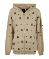 Pinko Hoodie With Jewel Embroidery In Nude