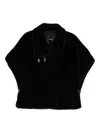 Pinko Oversized Black Faux Fur Coat With High Collar And Unique Buckle Closures In Black
