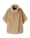Pinko High Neck Beige Coat With Concealed Fastening And Welt Pockets In Brown