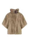Pinko Comodino Faux Fur Cape In Brown