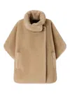 Pinko High Neck Beige Coat With Concealed Fastening And Welt Pockets In Sand